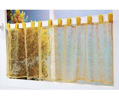 Visillo moderno y encantador de Kamaca, con maravillosos arcos curvados decorativos, mano de obra de alta calidad, poliéster, amarillo, 45 x 150 cm