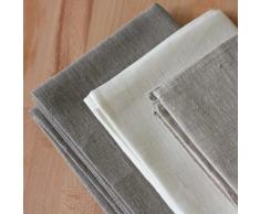 3 toallas de cocina 50x70 cm 100% lino natural blanco gris