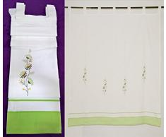 ForenTex - Cortina, visillo de cocina, (IM-1009), 150 x 150 cm, bordada, clásica de las de toda la vida, Bordados Florales, máxima calidad y muy duradera. No te dejes engañar por las cortinas de calidad "todo a 100". 1-4 cortinas