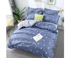 Fansu Juego de Ropa de Cama de 4 Piezas, Lunares Triángulo Juego de Fundas de Edredón Incluye 1 Funda Nórdica y 1 Sábana encimera 2 Funda de Almohada (Cama 90-150x200cm,Rayas Azules)