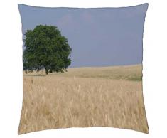 Árbol en un campo de trigo - Funda de cojín (18