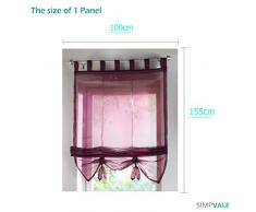 SIMPVALE Condole estilo romano L caida sombra ventana cortina para balcon y de la cocina, rojo vino, 100cm*155cm