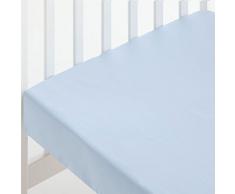 Sábana Bajera CUNA 60x120 Ajustable 100% Algodón - Color AZUL CELESTE