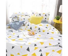 Fansu Juego de Ropa de Cama de 4 Piezas, Lunares Triángulo Juego de Fundas de Edredón Incluye 1 Funda Nórdica y 1 Sábana encimera 2 Funda de Almohada (Cama 150/160-220x240cm,Gris Amarillo)