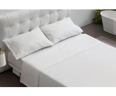 Burrito Blanco Juego de Sábanas Blancas Hotel Lisas de Algodón 100% para Cama Individual 90x190 cm hasta 90x200 cm (Disponible en más Medidas)