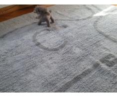 Aratextil. Alfombra Infantil 100% Algodón lavable en lavadora Colección Elefante Gris 120x160 cms