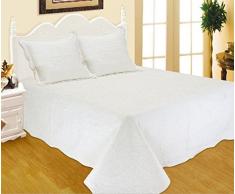 DVier – Colcha, algodón y Mezcla de Tejidos, Color Blanco, 260 x 220 cm