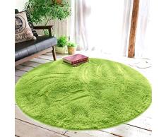 XINYUKEJI Tapete Redondo Felpudos Alfombra Estera de Felpa, Hogar Antideslizante Alfombras Piso Moqueta Mats Pad para Habitación Lavable Decorativo Suave Superficie(Hierba Verde, 100x100cm)