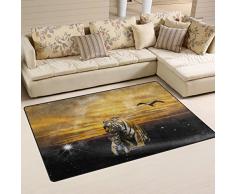 Yibaihe Alfombra de Suelo Ligera, Estampada, diseño de Tigre en el Cielo Estrellado, Repelente al Agua, fácil de Limpiar para salón, Dormitorio, 79 x 51 cm, 100% poliéster, 153 x 100 cm (60 x39 in)