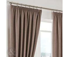 Just Contempo Herringbone Curtains - Cortinas lisas, poliéster, gris, marrón, beige, Curtain Pair 90" x 54" ( modern )