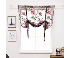 SIMPVALE 1 Pieza Cortina Impresión de Flores Translúcido Persianas Romanas Visillo Bolsillo de Barra pour Cocina Balcón Dormitorio, 120cm x 120cm, 001# Púrpura