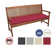 Beautissu Base BK Cojines para Bancos ca. 100x48x5 cm comodísmo Acolchado Bancos de jardín desenfundable Rojo