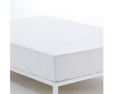 ES-TELA - Sábana bajera ajustable color Blanco - Alto especial 35 cm - Largo especial 210 cm - 100% algodón - Cama de 150 cm.