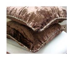 Dark Chocolate Shimmer - Decorativa Funda de Cojin 30 x 30 cm, Square Marrón Chocolate Terciopelo Frontera de Cuentas Hecho A Mano