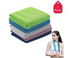 Amycute 5 Piezas Toalla Deportiva de Microfibra para Gimnasio Mallas Hombre Mujer Toalla para Yoga Natacion Piscina, Absorbente Secado Rápido