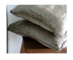 Pearl Shimmer - Decorativa Funda de Cojin 60 x 60 cm, Square Perla Terciopelo Frontera de Cuentas Hecho A Mano