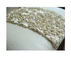 Vintage Ivory Love - Decorativa Funda de Cojin 30 x 50 cm, Rectangle/Lumbar Marfil Seda Satén Bordado de La Cinta