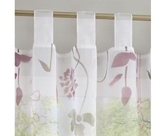 SIMPVALE 1 Pieza Cortinas Floral Visillos para Balcón, Sala, Cocina, Ancho 140 cm (Púrpura 508#, Altura 145cm)