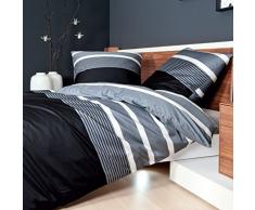 Se puede combinar con la ropa de cama de tela de satén, 100 % algodón, gris, 135 x 200 cm + 80 x 80 cm