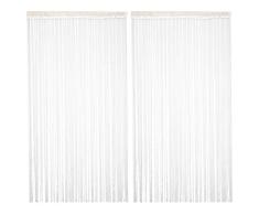 TRIXES 2PC Panel Cortina Cadena/Hilo Gotas de Rocío Blancas y Plata - 90 x 200 cm - Cortina de la Puerta - Le Ayudará a Mantener Alejadas Las Indeseadas Moscas