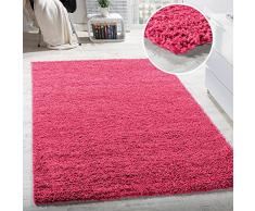 Alfombra Sky Lisa De Pelo Alto Y Largo Estilo Shaggy En Rosa, tamaño:Ø 80 cm redondo