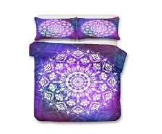 Chickwin Juego de Ropa de Cama de 4 Piezas, 3D Microfibra Cómodo Juego de Fundas de Edredón con Funda Nórdica y Funda de Almohada y Sábana Encimera (Cama 150/160-220x240cm,púrpura)