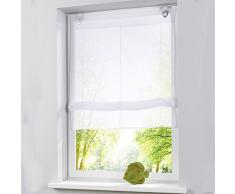 SIMPVALE 1 Pieza Cortinas para Cocina y Balcón – Ventana persianas – Fácil de Colgar - poliéster - Blanco, Ancho 80cm/Alto 130cm