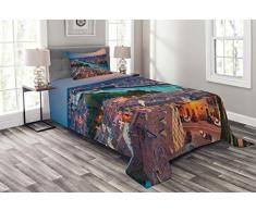 ABAKUHAUS Europeo Cubrecama, Verona Italia Durante El Atardecer De Verano, Hora Azul Río Adige, Colores Firmes y Durables, 170 x 220 cm, Aqua Coral Green