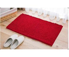 ele ELEOPTION Suave Shag Alfombra de ba?o Alfombra Cocina Puerta Puerta Pies Estera Tira Antideslizante Absorbente Felpudo Alfombras de ba?o Ducha Alfombra Peluda - 50 x 80 cm, Rojo