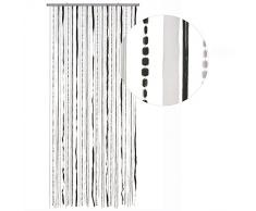 Hab & Gut -DV0281- Cortina para Puertas Tejido/Lentejuelas, Negro/Blanco, 90 x 180 cm