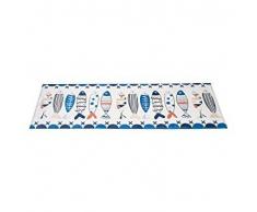 Alicemall Alfombra de Gamuza Felpudo Pasillo Grupo de Peces 45 * 135 cm Azul y Blanco Felpudo para Entrada de Puerta Alfombrillas Antilizante