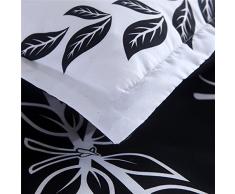 Funda De Edredón, DOTBUY 3PCS Ropa de Cama Funda nórdica Sábana Bajera y Juego de Cama Cremallera Funda De Almohada Edredón De Cama Conjunto De Edredón Cubierta (228 x228 CM, Negro blanco Mr.Mrs)