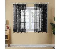 Topfinel Transparente Cortinas Dormitorio Modernas con Plisado de Lápiz Visillos Infantiles para Cocina Sala de Estar 2 Piezas 140x160cm Negro