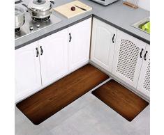 Insun Alfombras para Cocina Baño Moderna Absorción de Agua Felpudo Lavable a Máquina Antideslizantes Patrón de Madera Rústica Estilo 2 50x80+50x120cm