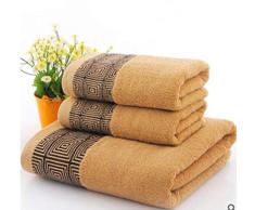 FEICHAIQAZ Juego de Toallas de algodón de 3 Piezas Toalla de Mano Bordada geométrica Toalla de baño Toalla de Productos Blandos Textil para el hogar, Chocolate