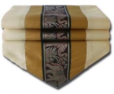 by soljo - oro mesa de mantel de lino camino de mesa corredor seda tailandesa elefante Elegante 150 cm de largo x 30 cm