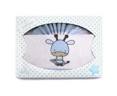 PEKITAS Bebe Juego De Sábanas Tipo Franela Conjunto 3 Pcs Cuna 60X120 CM 100% Algodón Hecho En Portugal (Jirafa Azul)