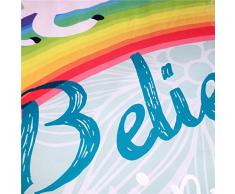 CHAOSE Juego de sábanas Serie Unicornio Funda nórdica de algodón y poliéster 3 Piezas (1 Funda nórdica + 2 Funda de Almohada 48x74cm) (Unicornio Arcoiris, (150x200cm+2/74x48cm) - Cama de 90)