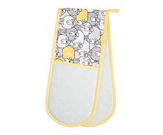 Kitchencraft 100% guantes de horno dobles, diseño de oveja, 86 x 18 cm (34 x 7) â amarillo/gris, algodón, amarillo/gris, 87 x 1 x 18,5 cm