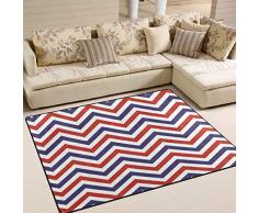 MONTOJ - Alfombra, diseño de Rayas, Color Azul y Rojo, poliéster, 1, 80 x 58 Inch