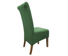 SCHEFFLER-Home Emma 2 Fundas de sillas, Estirable Cubiertas, Algodón extraíble flexibel Funda con Banda elástica, Verde