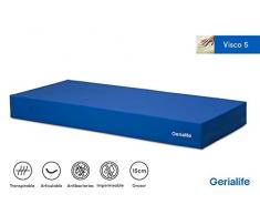 Gerialife® Colchón Geriátrico Hospitalario Articulado | 5 cm de Viscoelástica | Funda Sanitaria Impermeable (105x190)