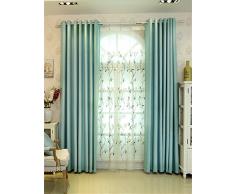 Cortina Cortina opaca, dkl – Cortina térmica con ojales, pesado opaco, opaca para cortina cortinas Ventana bufanda, azul claro, 135x260cm