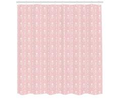 ABAKUHAUS Flores Cortina de Baño, Patrón de Damasco Diseño con Flores Ilustración Vintage Retro Estampa, Estampa Moderna sobre Tela Resistente al Agua Fácil Limpieza, 175 x 240 cm, Rosa Claro