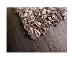 Vintage Chocolate Love - Decorativa Funda de Cojin 50 x 50 cm, Square Brown Seda Bordado con Cinta de Raso