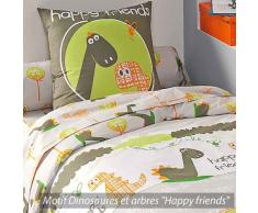 Linnea Dino - Juego de cama con funda nórdica (algodón, 140 x 200 cm), diseño infantil con dinosaurio
