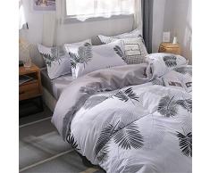 Fansu Juego de Ropa de cama4 Piezas, Incluye Minimalismo ModernoMicrofibra 1 Cremallera Funda Nórdica de Edredón + 1 Colcha de Cama o Sábana + 2 Fundas de Almohada (200x230cm-2.0M,Hoja de Palma Gris)