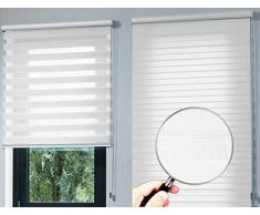 Estor noche y día enrollable PREMIUM (desde 40 hasta 250cm de ancho) con cajón de ALUMINIO blanco tejido color blanco. Medida 220cm x 180cm para ventanas y puertas