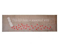 Alfombrilla LifeStyle 100260 Corazoncitos, alfombra antideslizante y lavable, ideal para el armario, la cocina o el dormitorio, 50 x 150 cm, marrón / rojo