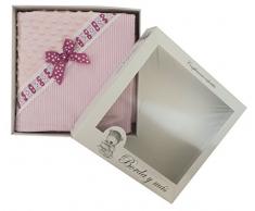 Manta Bebé extra-suave BORDADA CON EL NOMBRE. Modelo Sabela. Varios colores disponibles (Rosa)